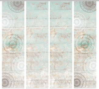 HOME in green Schiebegardine MANDRIGA (4 St), Paneelwagen, halbtransparent, SET DIGITALDRUCK,BAMBUSOPTIK RECYCELT