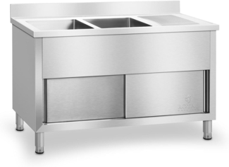 Royal Catering Spülenschrank Spülschrank Edelstahl Doppel Küchenspüle Edelstahlspültisch Spüle