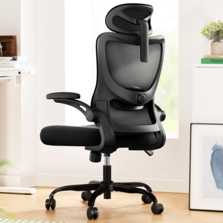 Marsail Bürostuhl Ergonomisch Schreibtischstuhl mit Verstellbarer Kopfstütze Lendenwirbelstütze und Klappbaren 3D Armlehnen Computerstuhl hat Höhenverstellung Drehstuhl Bis 136kg/300LB Belastbar