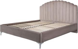 Casa Padrino Luxus Art Deco Doppelbett Khaki / Silber 195 x 218 x H. 130 cm - Massivholz Bett mit edlem Samtstoff - Luxus Schlafzimmer Möbel - Hotel Möbel - Art Deco Möbel