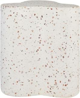 Casa Padrino Luxus Terrazzo Naturstein Beistelltisch / Hocker Weiß 41,5 x 41,5 x H. 45 cm - Wohnzimmer Möbel - Hotel Möbel - Naturstein Möbel - Luxus Möbel - Luxus Einrichtung