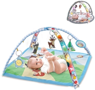 Chipolino Spielbogen, Krabbeldecke Lichter hängende Plüschtiere Melodien Spiegel blau