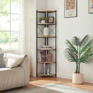 Pflanzregal Ulfborg 6 Ablagen 160x30x30 cm Schwarz/Eicheoptik [en. casa]