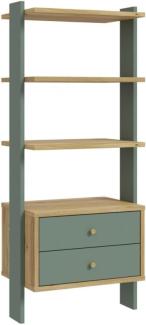 Regal Winston / Whenua, Holzwerkstoff, Grün, Holzfarben, 64 x 148 x 42 cm