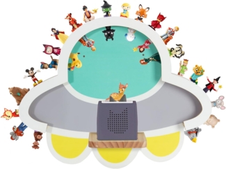 Todeco Tonie-Regal für Toniebox und 30-40 Tonie Hörfiguren, Magnetische Wandregal, Regal für Kinderzimmer für Jungen & Mädchen, UFO