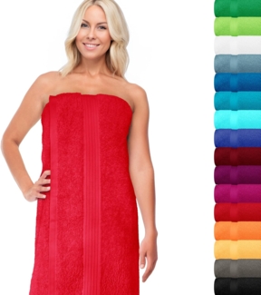 Lashuma Saunatuch Linz, Frottee (1-St), Rotes Saunahandtuch Damen 70x200 cm