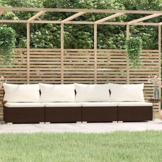 vidaXL 4-Sitzer-Sofa mit Kissen Braun Poly Rattan 317508
