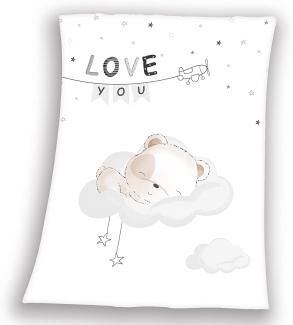 Babydecke Sleeping little bear, Baby Best, mit niedlichem Teddy Design und Schriftzug, Kuscheldecke