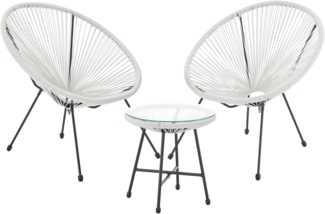 SVITA Balkonset BALI, (Set, Set aus 2x Sessel, 1x Tisch), Garten-Möbel Set, Sitzgruppe, Terrasse, Polyrattan, Weiß