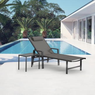 Melko Gartenliege Gartenmöbel Set Aluminium Sonnenliege Balkontisch Klappliege Tisch, Relax-Set, 2 St, 1x Liege, 1x Tisch, wetterfest