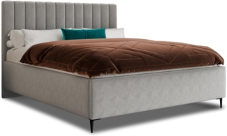 Polsterbett Soho - Bettkasten mit Gasdruckfedern - Doppelbett mit Lattenrost, Bett mit Metallfüße und Polsterkopfteil, Bettgestell, Schlafzimmer, Velvet Stoff (Grau (Paros 05), 160 x 200 cm)