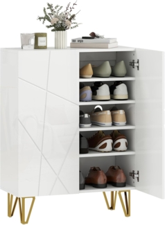 HOMCOM Schuhschrank für 15-20 Paar Schuhe (Größe 43, 1-St, mit Türen) Metallbeine, Weiß