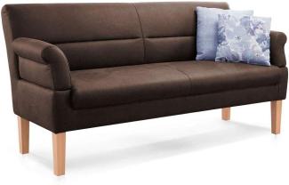 CAVADORE 2,5-Sitzer Kira, Sitzbank für Küche, Esszimmer oder Wohnküche in Büffellederoptik, Inkl. Armteilverstellung und Federkern, 168 x 94 x 81, Mikrofaser: braun