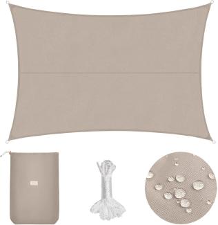 Sekey PES Sonnensegel 300 x 400cm Sonnenschutzsegel, Taupe mit Seil