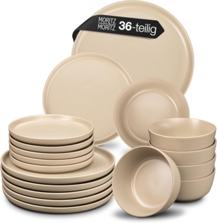 Moritz & Moritz Tafelservice NORDIC 36tlg Geschirrset Taupe (36-tlg), 12 Personen, Steinzeug, Kombigeschirr für 12 Personen