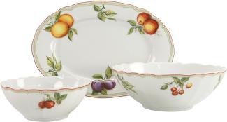 CreaTable 17036 Serviergeschirr Flora Orchard für 1 Personen, Porzellan, weiß/rot (1 Set, 3-teilig)