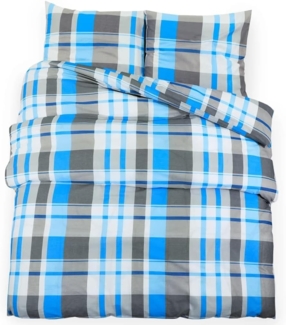 vidaXL Bettwäsche-Set Blau und Grau 240x220 cm Baumwolle 136064