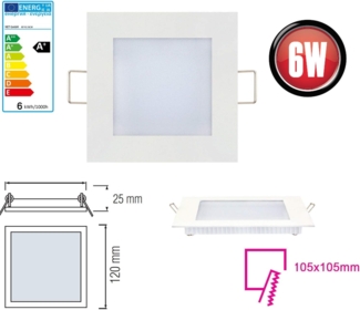 5x6W LED Panel 120x120 mm Einbaustrahler Spot Einbauleuchte Neutralweiß 350 Lumen Deckenleuchte Eckig