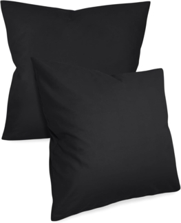 npluseins unifarbene Kissenbezüge im Doppelpack und dezentem Design 1154. 1498, ca. 80x80 cm, schwarz