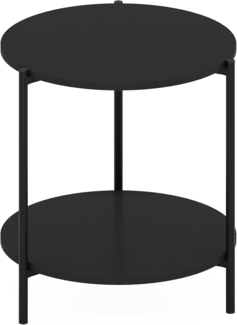 Furinno Besi 2-stöckiger moderner runder Beistelltisch mit stabilen Metallbeinen, Americano