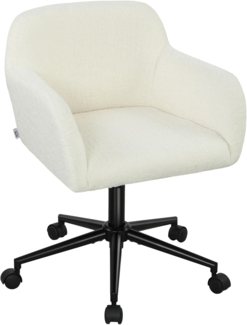 HOMCOM Bürostuhl Schreibtischstuhl höhenverstellbar Homeoffice Stuhl mit Fleece-Optik (Drehstuhl, 1 St), für Schlafzimmer, Arbeitszimmer, Cremeweiß