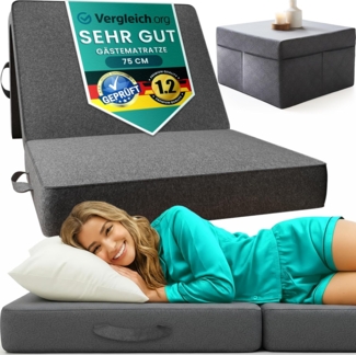 DYNMC you Klappmatratze - Gästematratze Klappbar Mittel Hart H3 - Gästebett Klappbar mit Husse - Faltmatratze Oeko TEX Standard, 75 x 195 x 14 cm