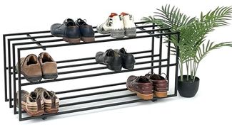 DanDiBo Schuhregal Metall Schwarz 3 Ebenen 96552 Schuhablage Schuhständer Modern Stabil Massiv Schuhschrank Ablage