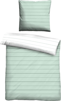 biberna 0636044 Mako-Satin Bettwäsche STREIFEN - MIX & MATCH, mint, 1x 135x200 cm + 1x 80x80 cm