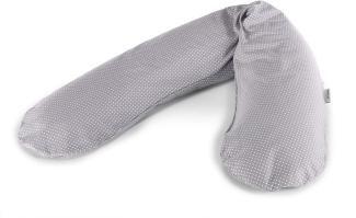 Theraline Das Original Schwangerschaftskissen & Stillkissen 190cm – Seitenschläferkissen Stillkissen Mikroperlen – inkl Stillkissenbezug Punkte grau