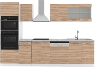 Küchenzeile R-Line Sonoma 300 cm mit Hochschrank, ohne Arbeitsplatte Vicco