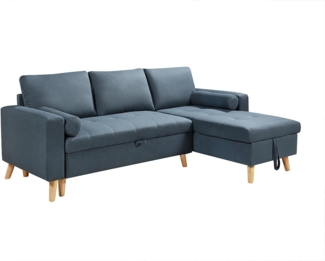 Vente-unique - Ecksofa mit Schlaffunktion & Bettkasten + Sessel - Stoff - Blaugrün - KORI