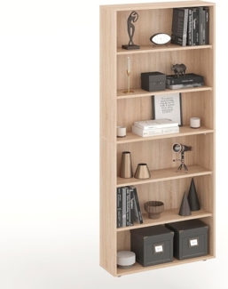 KOMTO Bücherregal Lumo 80 cm breit Regal mit 3, 4, 6 Ebenen und Höhenverstellbare Regale, Aufbewahrungsregal Bookshelf Weiß