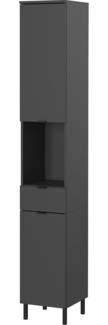Germania Hochschrank GW-Arcena 1393-547, in Graphit, gedämpfte Türen und Schublade, 30 x 190 x 34 cm (BxHxT)