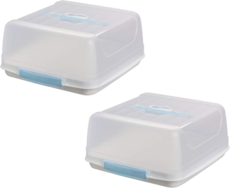 Engelland Kuchentransportbox Kleine Kuchenbox mit transparentem Deckel, Kunststoff, (Vorteils-Set, 2-tlg, sicheres Transportieren), mit Tragegriff und Klickverschluss, BPA-frei, rechteckig, Kunststoff