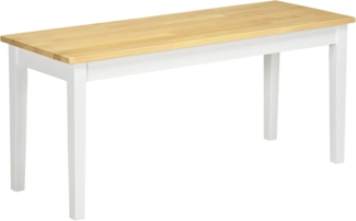 HOMCOM Sitzbank Holzbank Küchenbank (Wohnzimmerbank, 1-St, Essbank), Weiß, 102 x 36 x 45 cm
