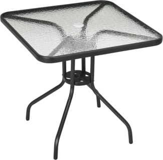 Outsunny Gartentisch aus Metall, 76x76 cm, wetterfest, mit Schirmloch (quadrarisch Balkontisch, 1-St, rutschfest Buffettisch), für Outdoor, Garten, Terrasse, Balkon, Schwarz