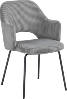 HOMCOM Esszimmerstuhl mit Armlehne, Rückenlehne, gepolsterte Sitzfäche, Stahlbeinen (Küchenstuhl, 1 St), bis 120 kg belastbar, für Küche, Esszimmer, Wohnzimmer, Grau