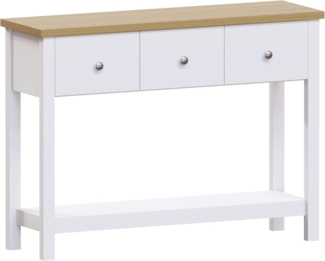 Vida Designs Arlington Konsolentisch mit 3 Schubladen Regal Ablage Eingang Flur Beistelltisch Schminktisch MDF Weiß