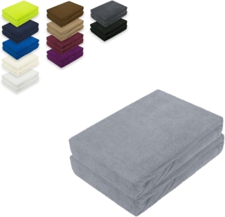 Doppelpack Frottee Spannbettlaken 90 - 100 x 200 cm Grau