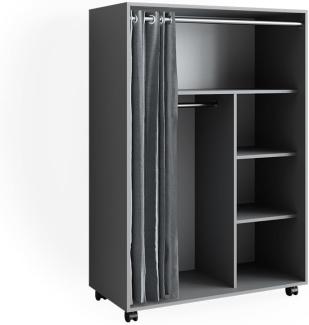 Vicco mobiler Kinderkleiderschrank Dielenschrank Garderobe Doros Grau modern 100 x 147 cm offen rollbar