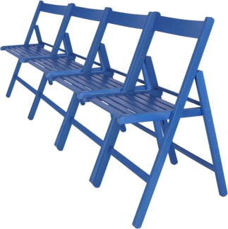WELL HOME MOBILIARIO & DECORACIÓN Packung mit 4 Stühlen BAS aus Buchenholz, Blaue Oberfläche