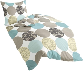 Bierbaum, Mako-Satin-Bettwäsche , Designed in Germany, 6383 türkis 02, 135x200 cm + 80x80 cm