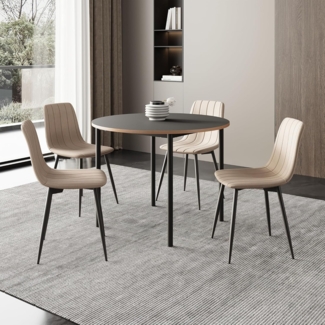 Essgruppe Lindesberg 5-teilig rund Grau/Hellbraun [en. casa]