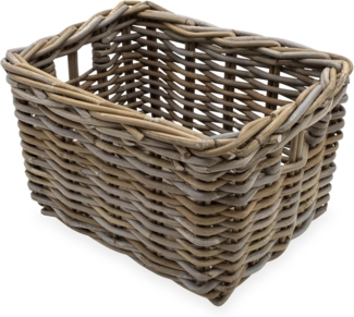 Spetebo Aufbewahrungskorb Rattan Aufbewahrungkorb rechteckig shabby grau (Anzahl, 1 St, Stück), mit 2 Griffen