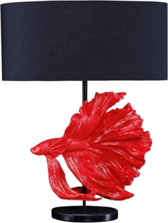 riess-ambiente Tischleuchte CROWNTAIL 65cm schwarz / rot, Ein-/Ausschalter, ohne Leuchtmittel, Wohnzimmer · Stoff · Marmor-Fuß · Fisch-Figur · Schlafzimmer · Design
