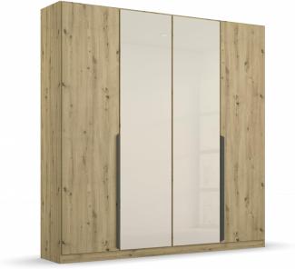 Drehtürenschrank >Artemis< in Eiche Artisan / Glas champagner