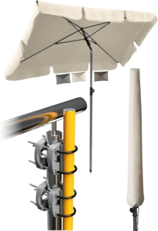 4smile Sonnenschirm Balkon SunnyShade, 200x125 cm, Beige - UPF 50+ Sonnenschirm rechteckig als Sonnenschutz Balkon - SunnyEasy Balkon-Schirm mit 2 x Sonnenschirmhalter + Sonnenschirmhülle