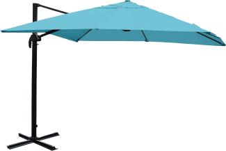 Gastronomie-Ampelschirm HWC-A96, 3x4m (Ø5m) Polyester Alu/Stahl 26kg ~ türkis ohne Ständer