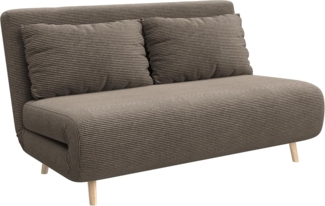 HOMCOM 3 in 1 Schlafsofa 2 Sitzer Sofa mit Schlaffunktion, 191x141 cm Klappbar Couch Schlafcouch mit 3-stufig Verstellbarer Rückenlehne und Kordoptik für Wohnzimmer, Dunkelbraun