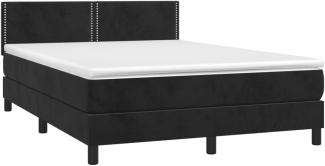 vidaXL Boxspringbett mit Matratze & LED Schwarz 140x200 cm Samt 3134347
